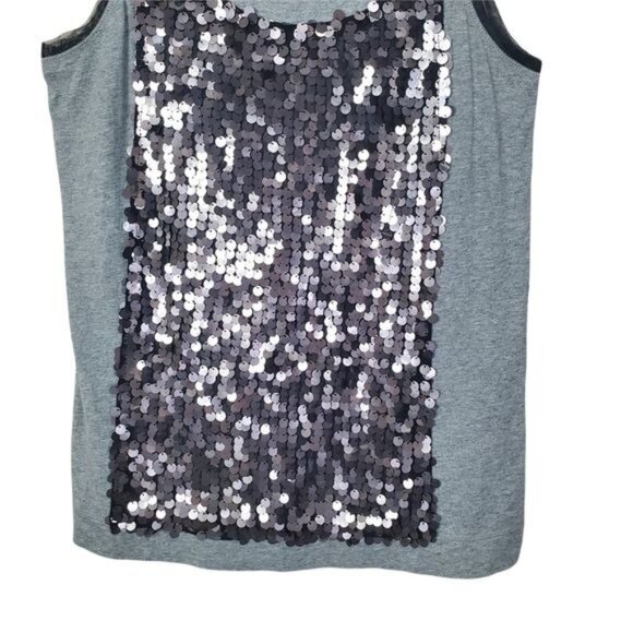 SIMPLY VERA WANG‎ Womens Tank SZ MP Sequin Gray Black Shiny Cotton Mesh - Picture 5 of 7